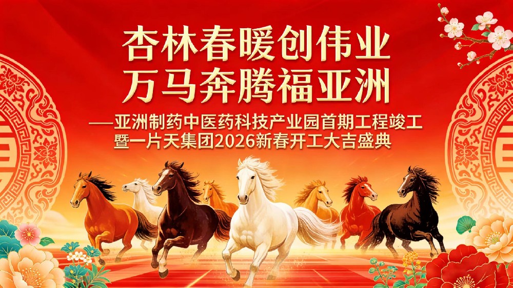 杏林春暖创伟业，，，，，，万马奔腾福尊龙凯时首页！尊龙凯时首页制药中医药科技工业园首期完工暨2026新春开工大典圆满礼成